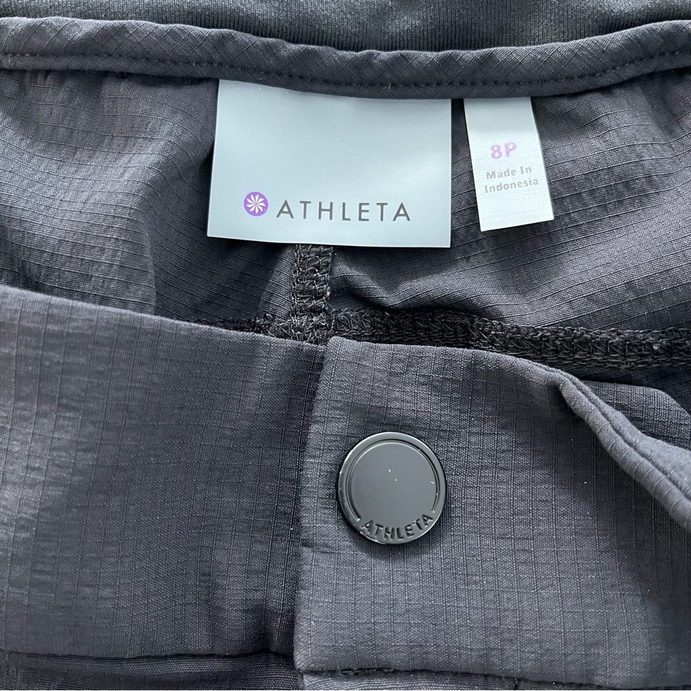 Athleta Women’s Capris Pants Size 8P Black Nylon Spandex Blend. Zip/snap closure - Picture 4 of 6